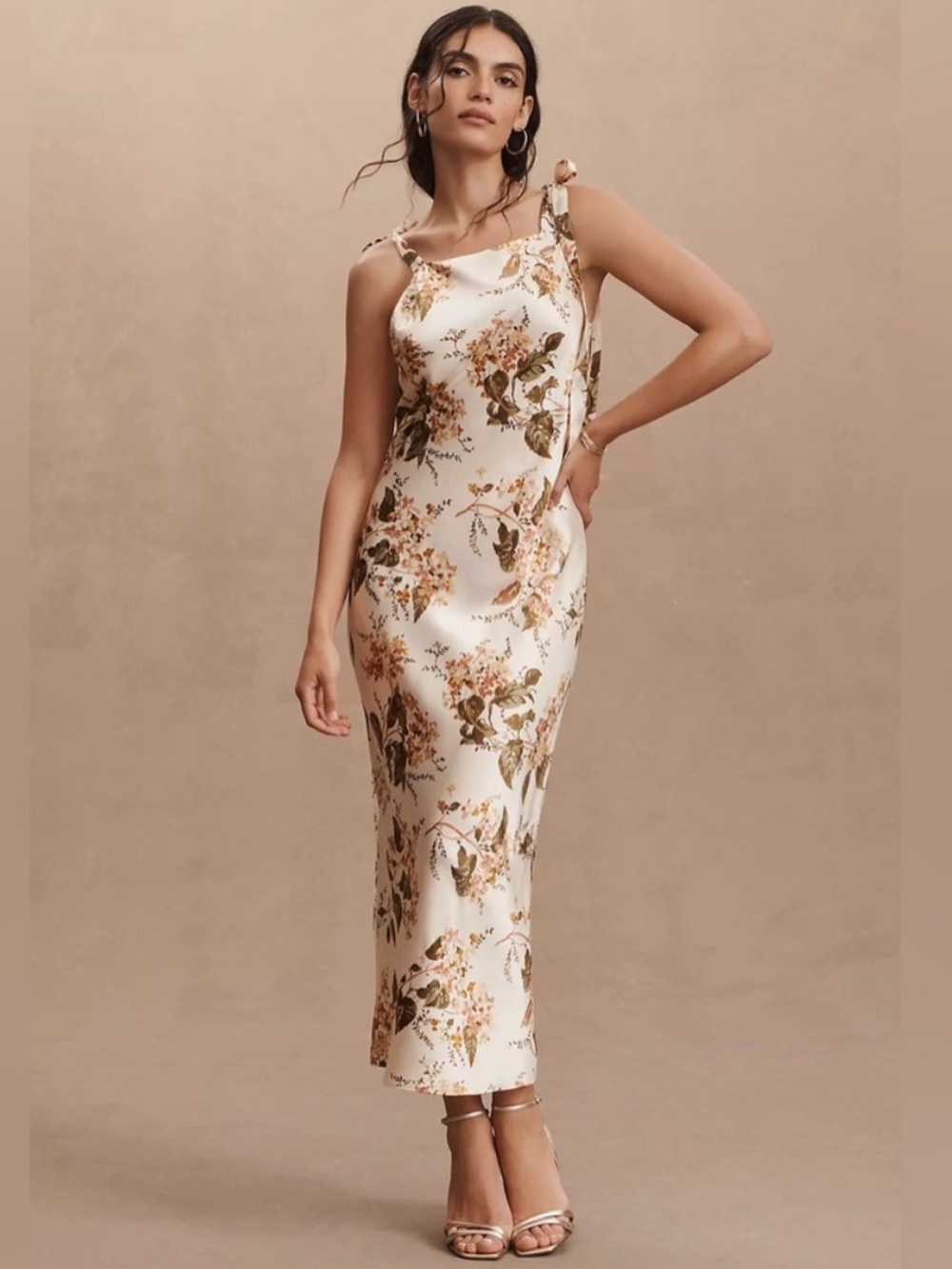 Reformation Satin Ivory Floral Maxi Dress Size Small - Picture 2 of 7